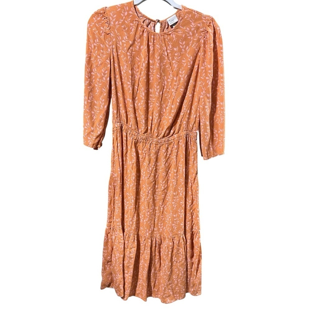 A new day orange printed midi dress m - Picture 3 of 7